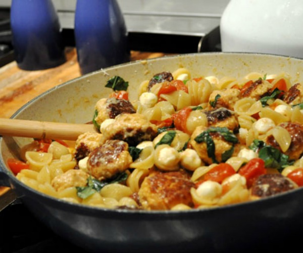 mini-chicken-meatball-pasta-dish