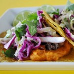 Sweet Potato and Black Bean Tacos with Cilantro Cabbage Slaw