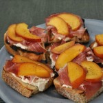 Grilled Bruschetta with Nectarines, Ricotta, and Prosciutto