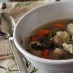 Chicken Meatball Soup with Gnocchi, Sweet Potato and Kale