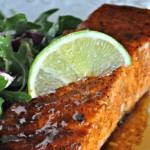 Sweet & Spicy Peach Glazed Salmon