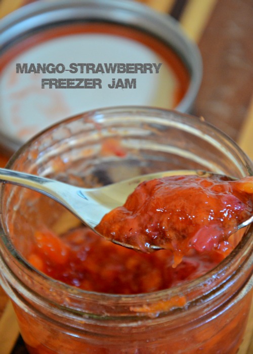 mango-strawberry freezer jam, www.mountainmamacooks.com