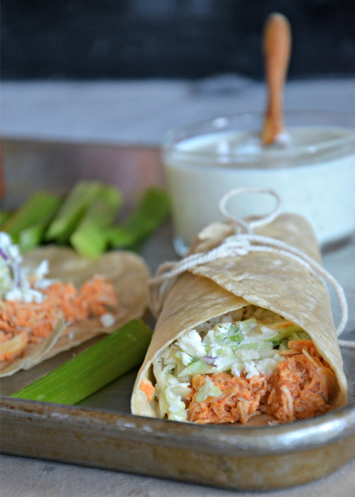 Taco Tuesday: Slow Cooker Buffalo Chicken Tacos with Blue Cheese Slaw