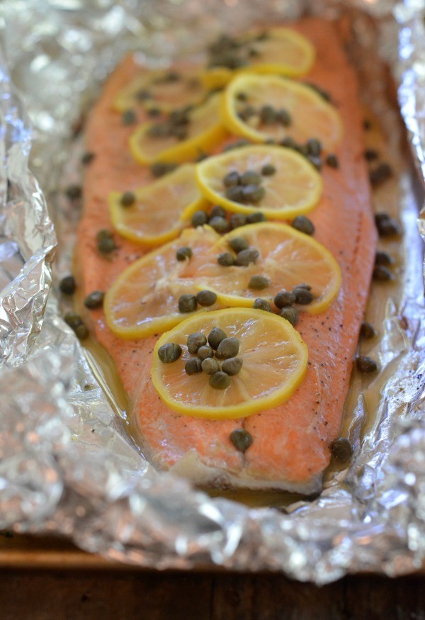 Grilled Foil Salmon with Lemon, Capers and White Wine Mountain Mama Cooks