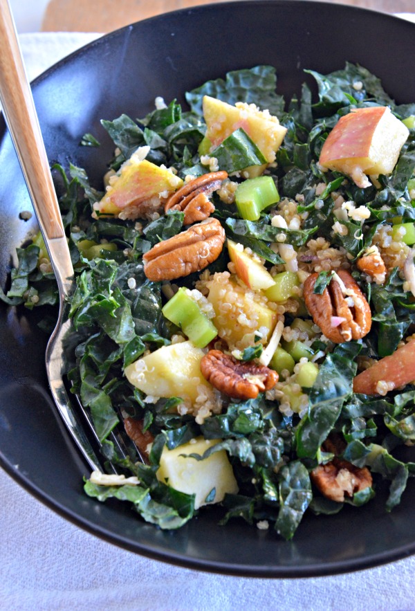 Mason Jar Kale, Quinoa and Apple Salad Mountain Mama Cooks